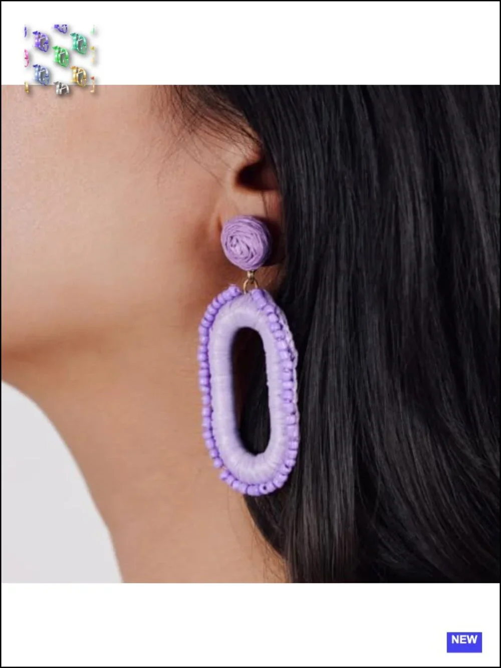 Boho Beaded Raffia Drop Earrings Statement Square Dangle Summer Jewelry